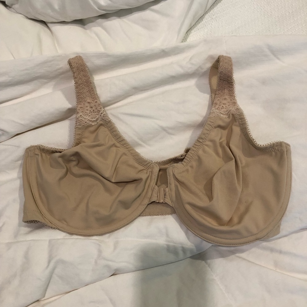 Walcoal T back bras, one white one beige both 38DD